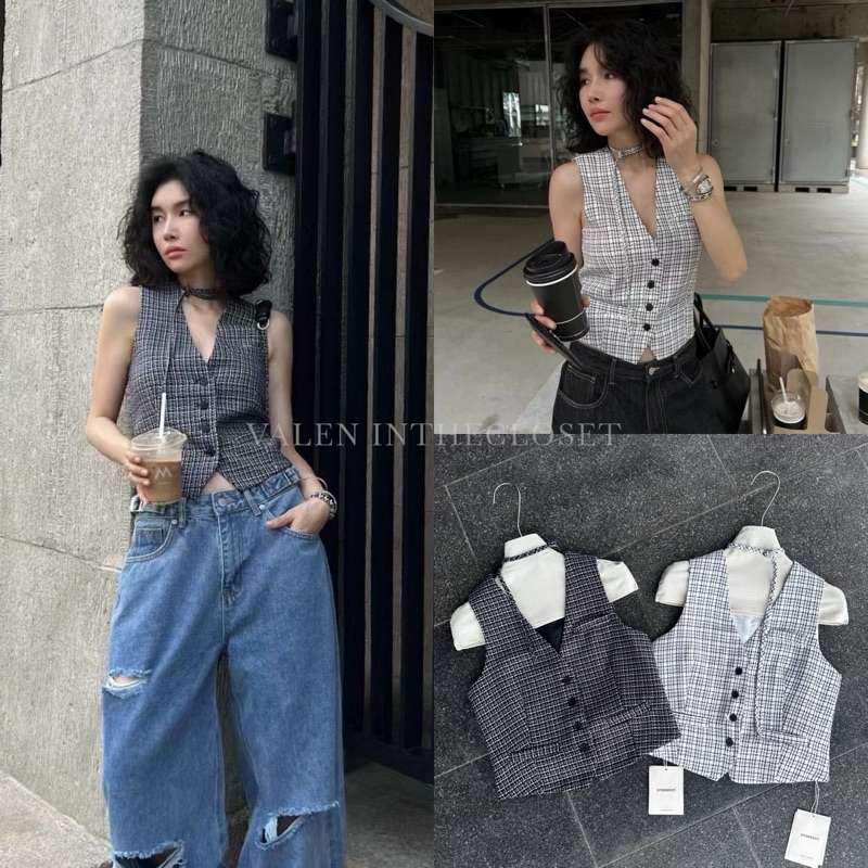 𝗟𝗨𝗫𝗨𝗥𝗬 𝗧𝗪𝗘𝗘𝗗 VEST เสื้อกั๊กผ้าทวิตเนื้อเรียบ มีกระดุมหน้า ผ้าเกรดดีมากๆ