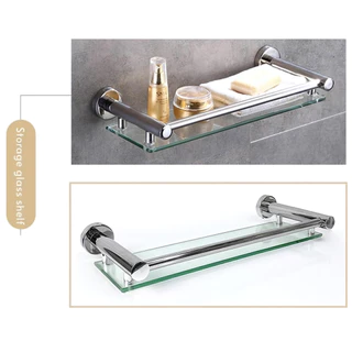 ชั้นวางของแบบแก้ว กระจกวางของ ที่วางของ 60 CM ผลิตจากแก้วเกรดพรีเมี่ยม กล่องส้ม..