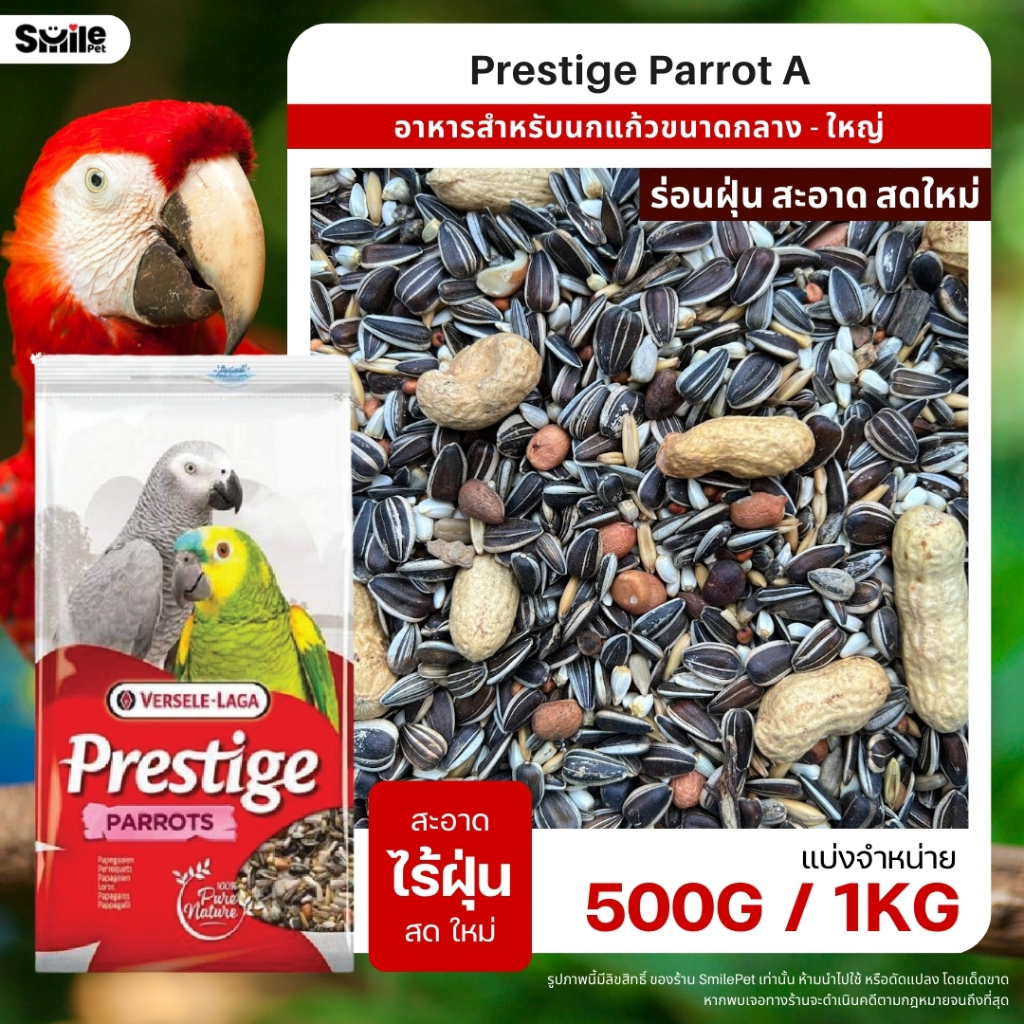 Prestige Parrot A อาหารนกแก้วขนาดกลาง-ใหญ่ Versele Laga (แบ่งขาย 500G / 1KG)