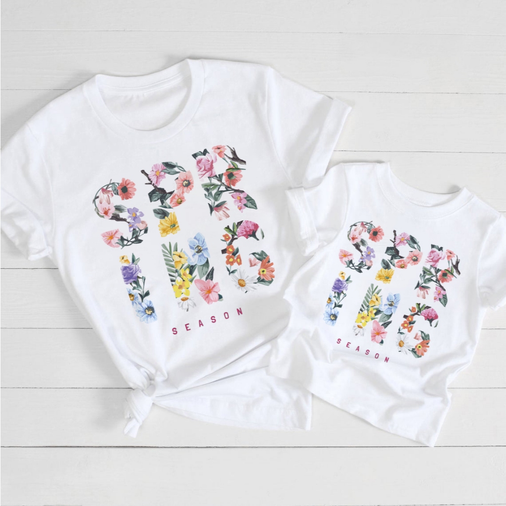 เสื้อยืด สกรีนลาย ดอกไม้ ไม่หด ไม่ย้วย พร้อมส่ง