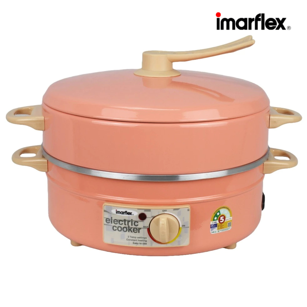 IMARFLEX กระทะไฟฟ้า รุ่น MP 16Q จุ 3 ลิตร กระทะอลูมิเนียม ซึ้ง 1 ชั้น ฝาอลูมิเนียม กำลังไฟ 1050 วัตต