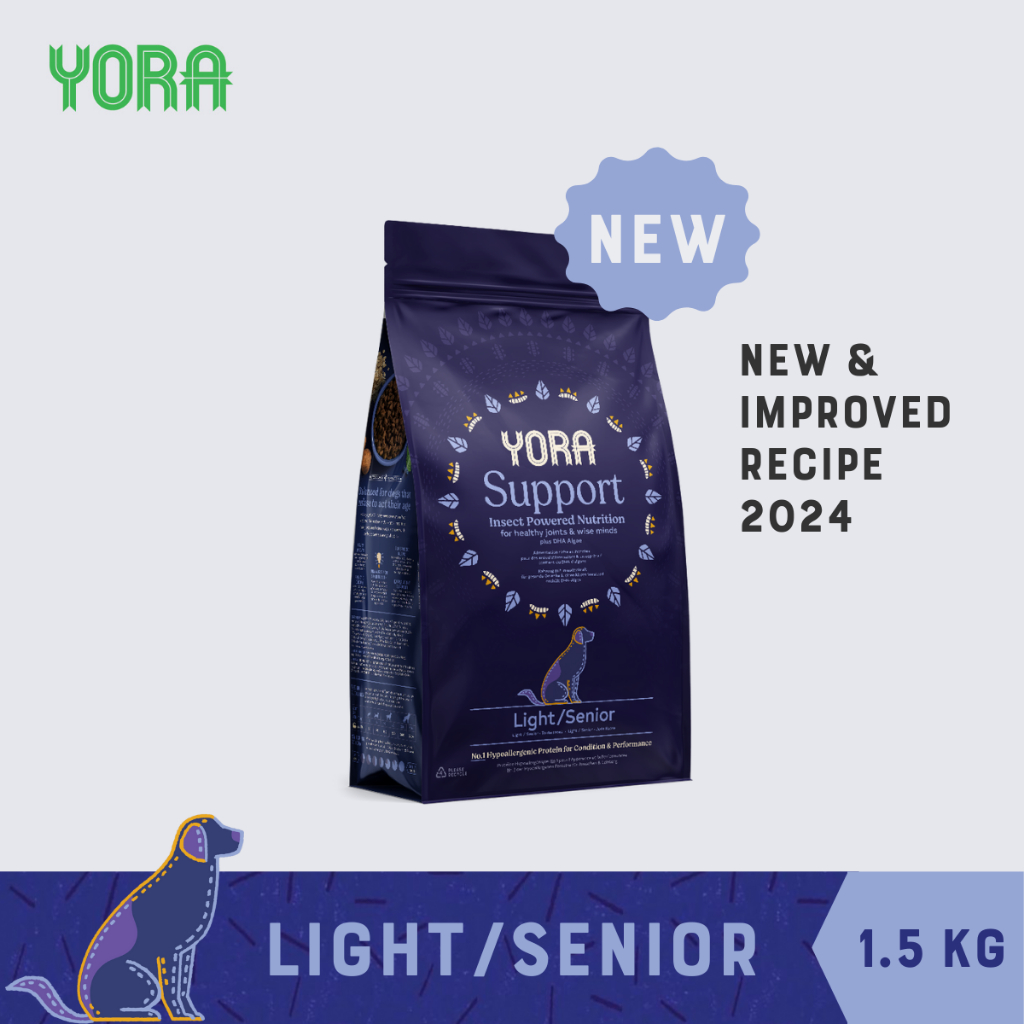 YORA Light/Senior 1.5 kg โยรา ไลท์/ซีเนียร์ 1.5 กก. สำหรับสุนัขสูงอายุ หรือ ลดน้ำหนัก จากโปรตีนแมลง