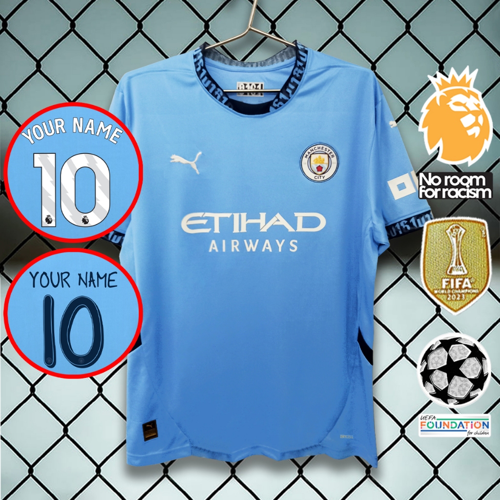 เสื้อฟุตบอล ทีม แมนซิตี้ / เหย้า ล่าสุดปี 2024-25 AA0127 เกรดแฟนบอล รับทำชื่อ-เบอร์ ไซส์ยุโรป XS-4XL