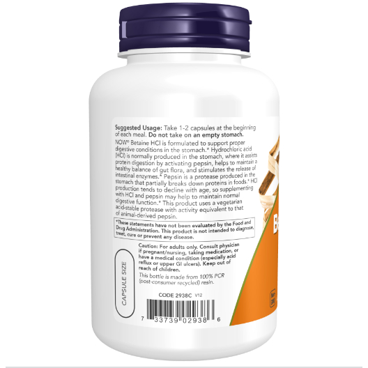 เบทาอีน HCI / Betaine HCI 648 MG 120 Capsules [2938] - รูปที่ 2