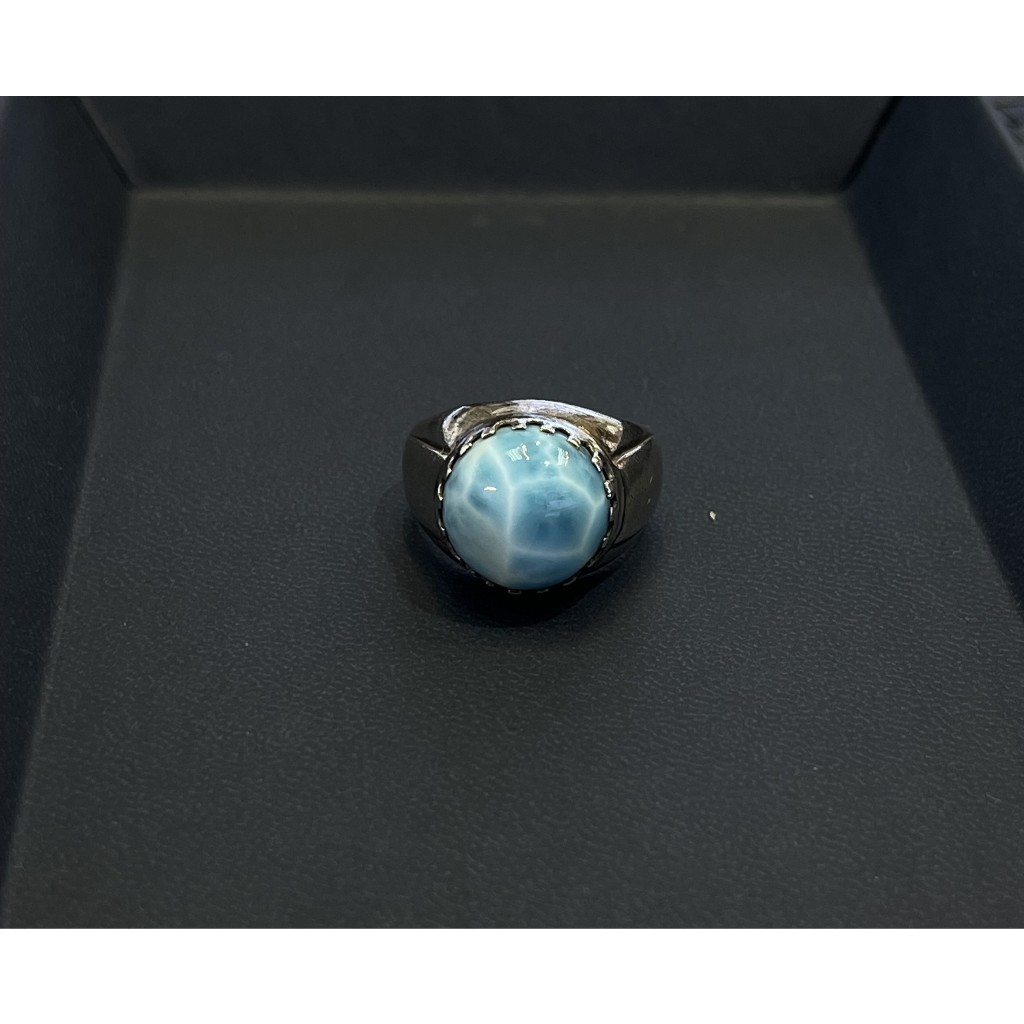 natural larimar handmade 925 silver ring for men