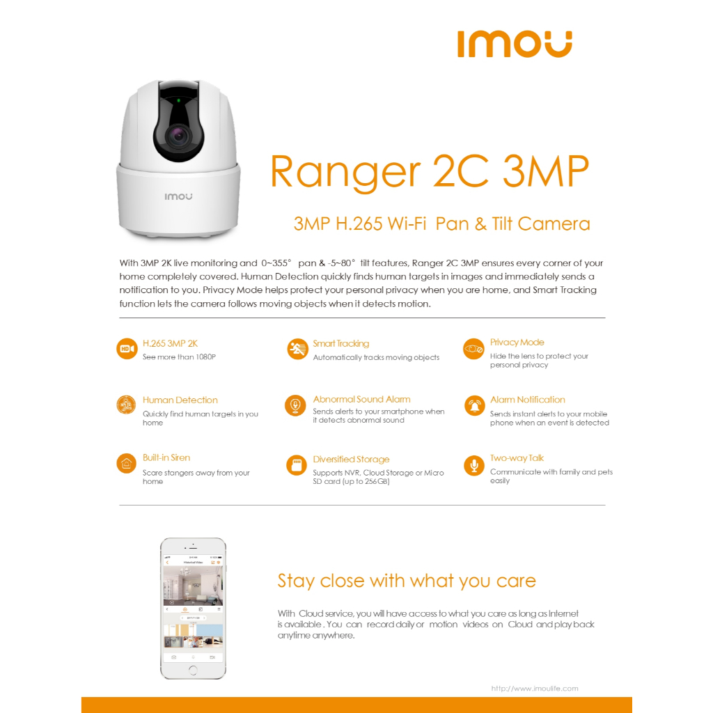 IMOU Ranger 2C 2K กล้องวงจรปิดไร้สาย Wi-fi 3MP พูดคุยโต้ตอบได้ รุ่น IPC-TA32CP-L BY N.T Computer