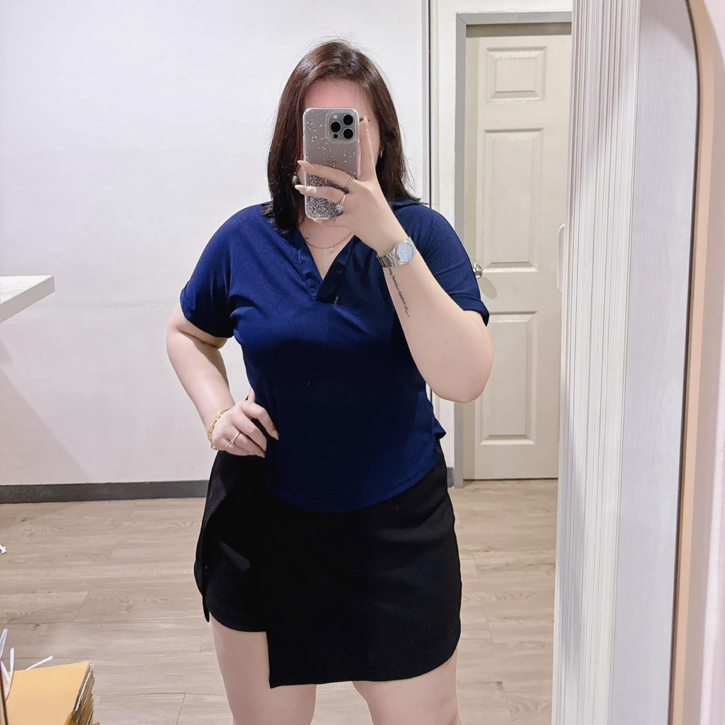#ล6 เสื้อคอปกผ้าสลาฟบางยืด อก38-50 นิ้ว*
