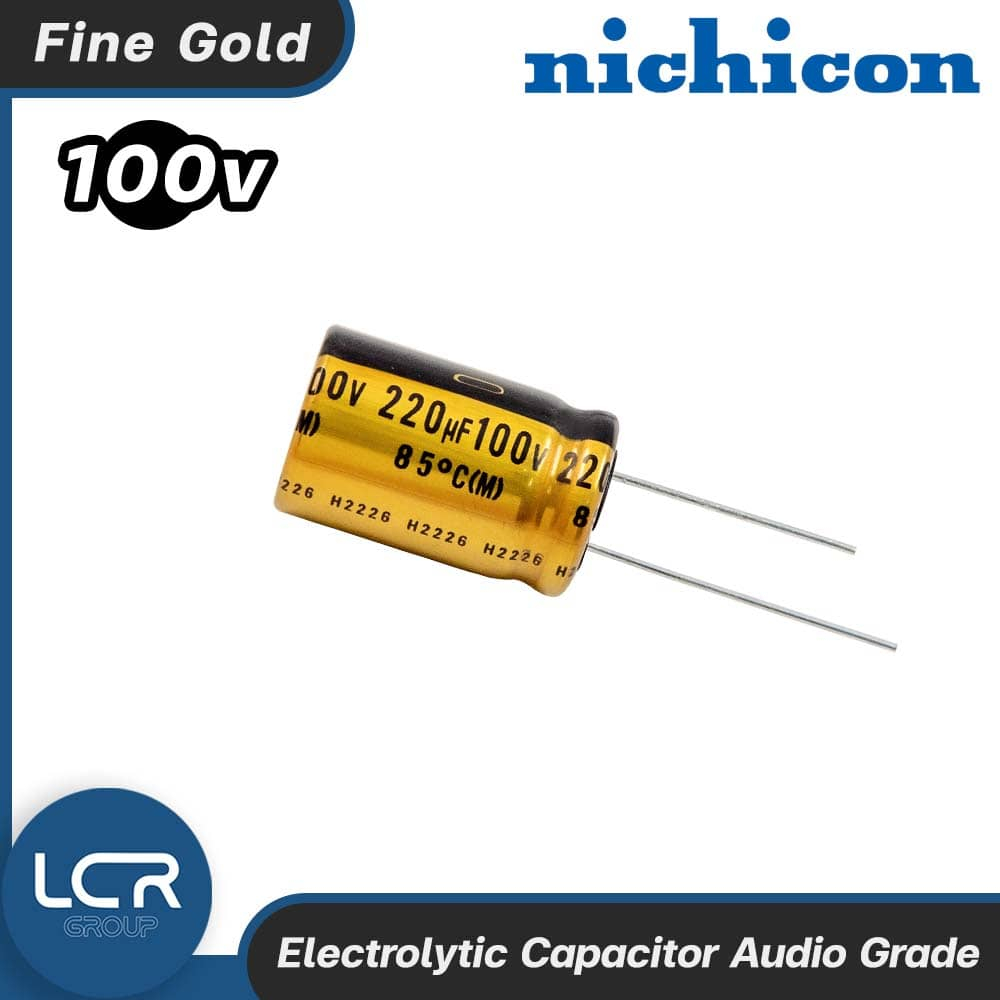 NICHICON คาปาซิเตอร์ ออดิโอ เกรด 220uF100v ออกแบบมาสำหรับระบบเครื่องเสียงโดยเฉพาะ UFG Fine Gold Made In Japan