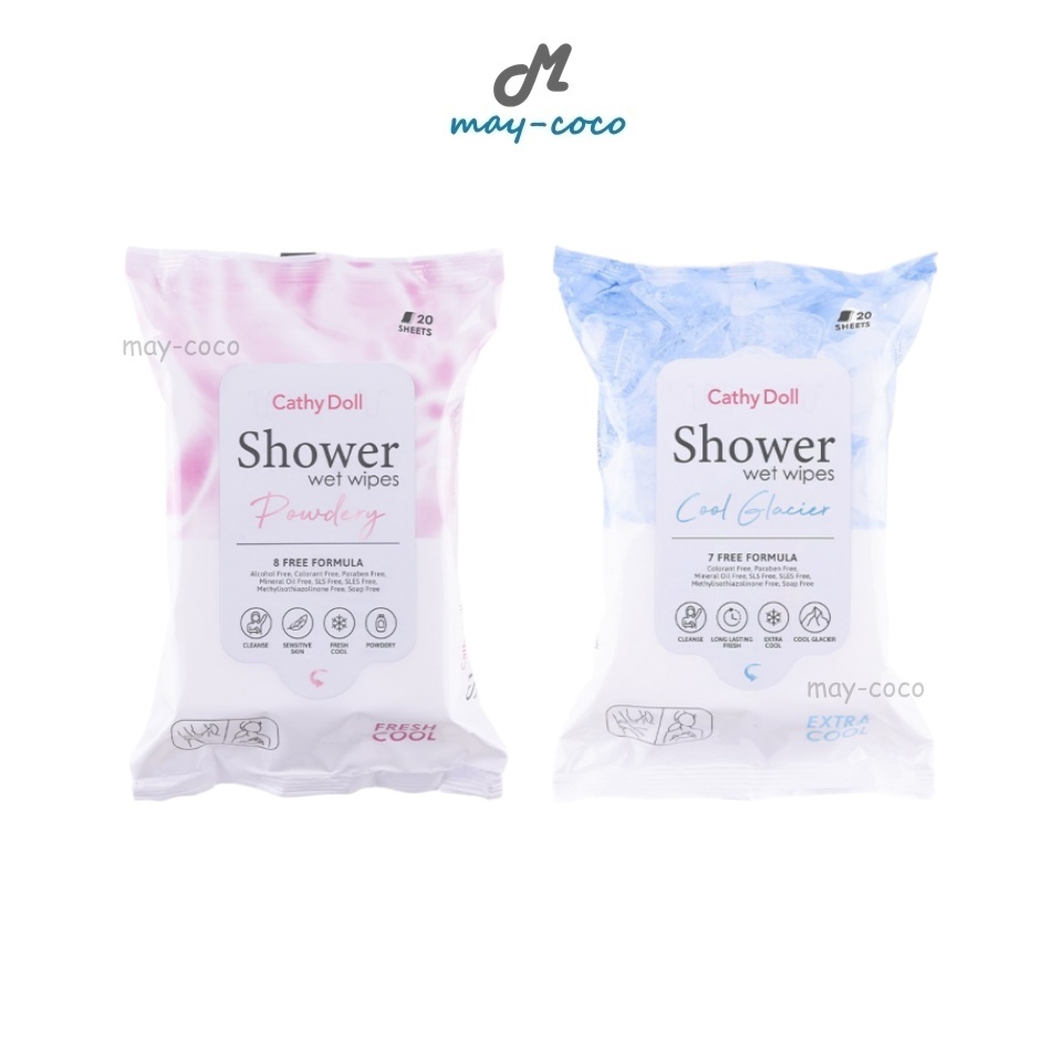 ถูก/แท้/มีไลฟ์ ทิชชู่เปียก Cathy Doll Shower Wet Wipes แผ่นเช็ดทำความสะอาดผิวกาย สูตรเย็น ผิวสะอาด อ่อนโยน