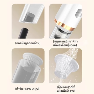 👍ดูดได้ทั้งเปียกและแห้ง👍 เครื่องดูดฝุ่นไร้สาย แรงดูดสูง 98000pa การใช้รถยนต์ พลังสูงใช้งานง่าย เครื่องดูดฝุ
