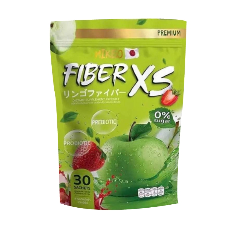 MIKEO Fiber xs มิเกว มิเกล น้ำชงแอปเปิ้ลผสมสตอเบอร์รี่ 1ห่อ มี 30 ซอง