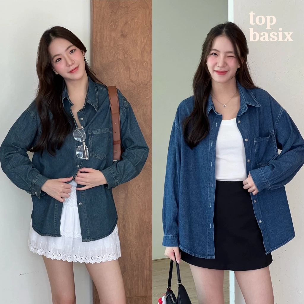 TOPBASIX - Groove shirt เสื้อเชิ้ตยีนส์แขนยาว