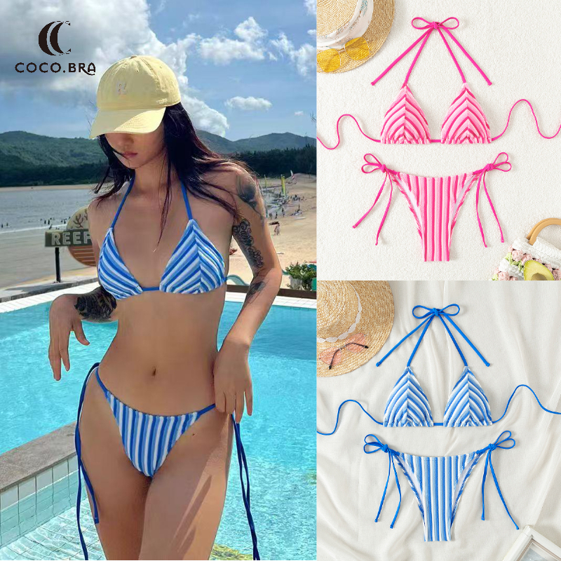 👙พร้อ​มส่ง👙บิกินี่แฟชั่น ชุดบิกินี่ 2 ชิ้น ปรับได้ พร้อมแผ่นรองหน้าอก