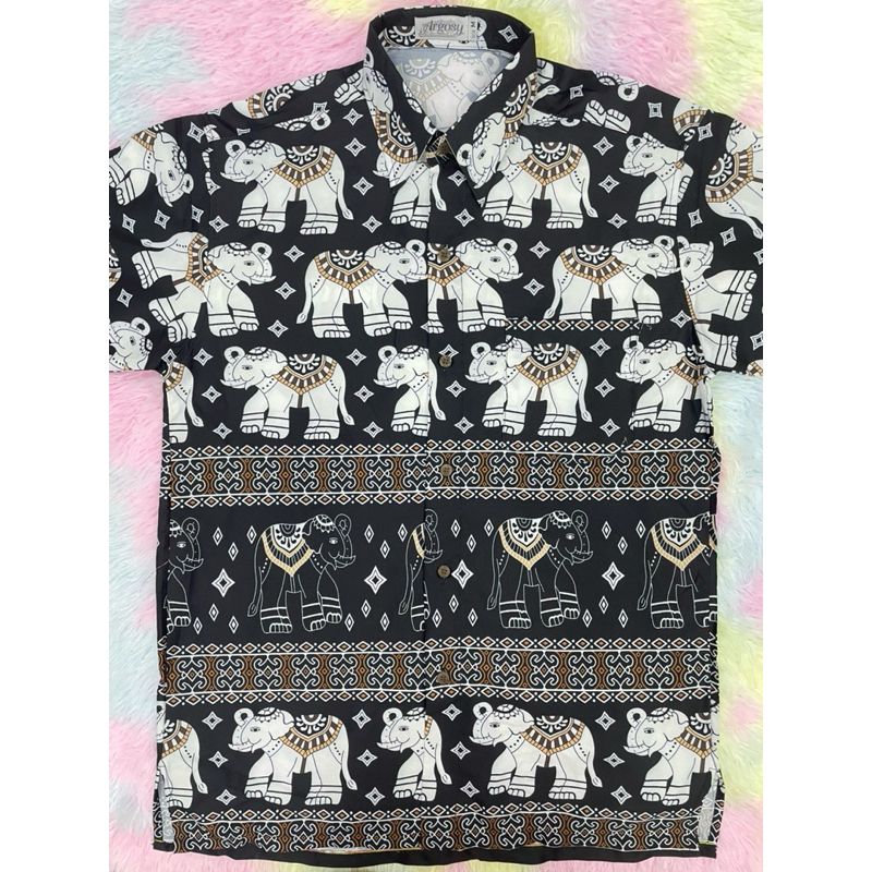 เสื้อลายมะพร้าว ลายช้างไทย ผ้าเนื้อดี ไม่ต้องรีด สวมใส่เบาสบาย