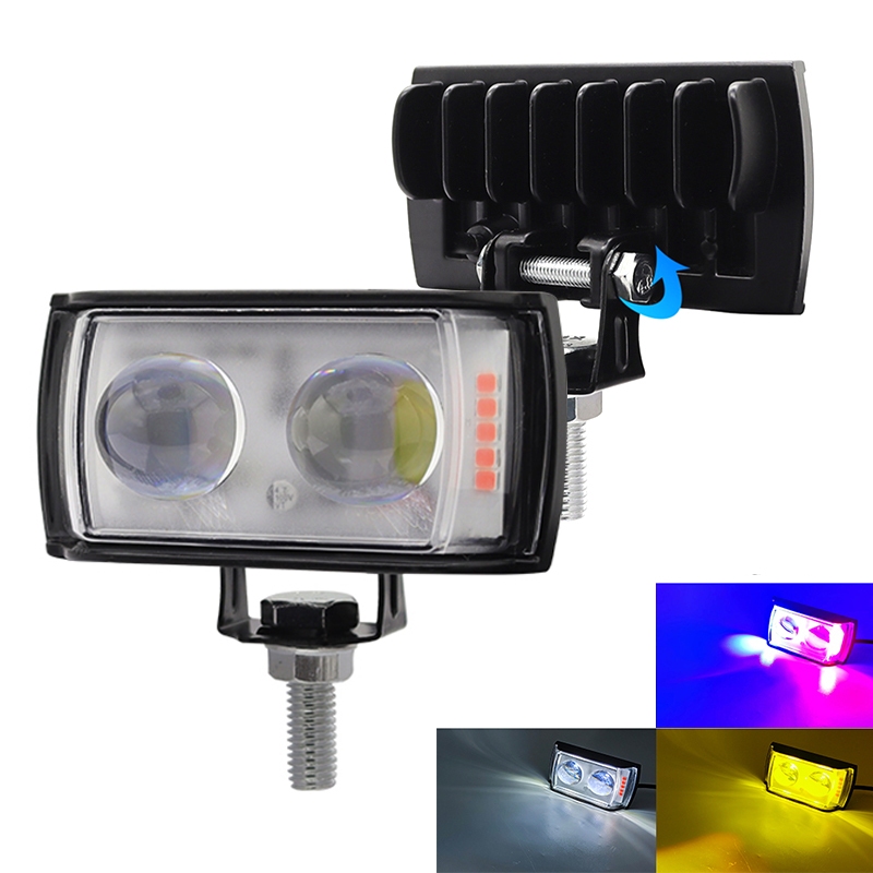 1/2pcs ไฟ LED 60W ไฟตัดหมอก ความสว่างสูง รถจักรยานยนต์ไฟตัดหมอกเตือนไฟสาด 6 สี 12V 24V ไฟตัดหมอก LED Super Bright