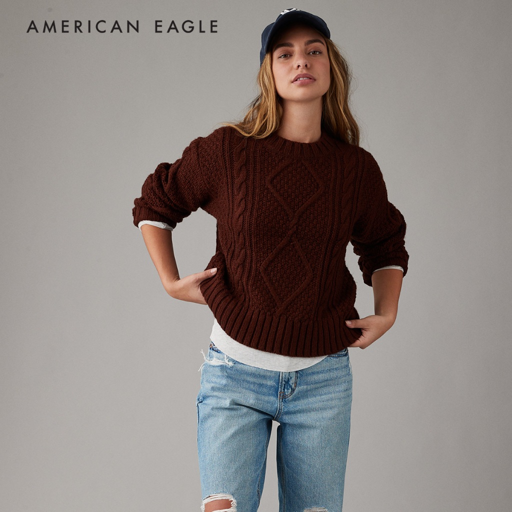 American Eagle Cable-Knit Sweater เสื้อ สเวตเตอร์ ผู้หญิง (EWSH 034-1066-203)