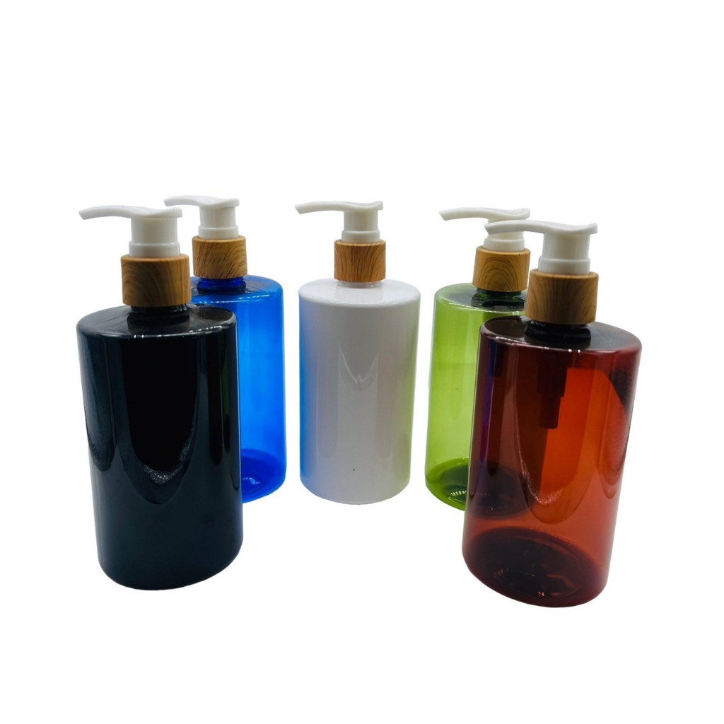 พร้อมส่ง ขวด YB ปั้มลายไม้ 300ml. สีขาว สีน้ำเงิน สีเขียว สีชา สีดำ บรรจุภัณฑ์เครื่องสำอาง