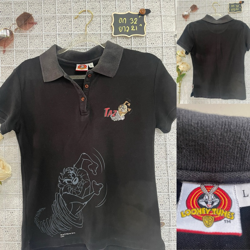 เสื้อโปโลสีดำลายTazmanian