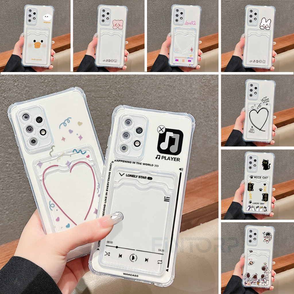 ช่องใส่การ์ดเคสโทรศัพท์For OPPO A58 A60 A79 5G A54 A74 A95 A7 A5S A12 A18 A38 A17 A16 A17K A57 2022 อ่อนนุ่มโปร่งใส TPU