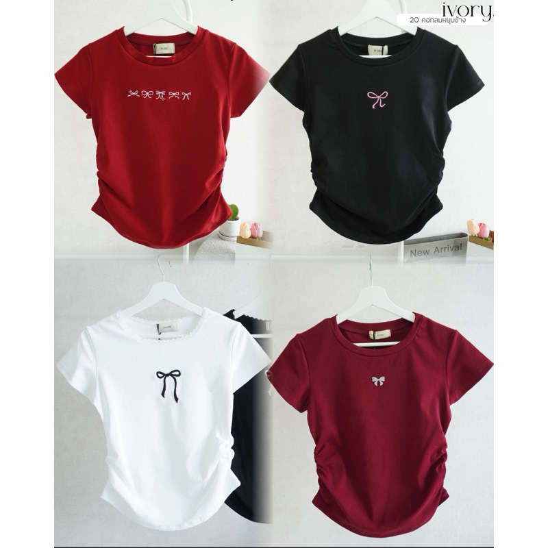 20-2 NEW ป้ายIVORY เสื้อยืด ยูนิโคล่ ดีเทลหยุมข้าง ใส่เข้ารูป เนื้อผ้านิ่ม ใส่สบาย คอกลม