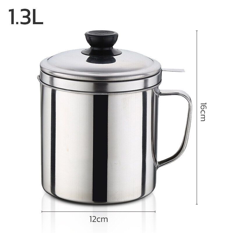 HOMEC ที่กรองน้ำมัน ถ้วยกรองน้ำมัน oil filter pot พร้อมฝาปิด วัสดุสแตนเลสอย่างดี สำหรับกรองน้ำมัน - รูปที่ 6