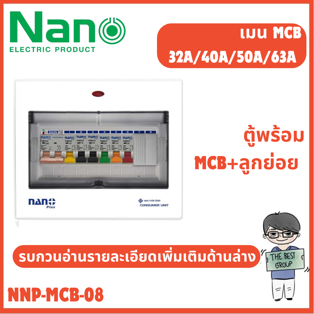 NANO ตู้คอนซูมเมอร์ยูนิต NANO ELECTRIC เมน+8ช่อง(พร้อมMCB+ลูกย่อย 6ลูก)รุ่น NNP-CM-08(ของแท้จากศูนย์)