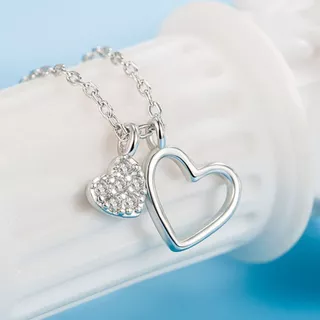 GLAMOR✨สร้อยเพชร Heart to Heart สร้อยคอเงินแท้ สร้อยคอเพชร สร้อยเงินแท้ จี้สร้อยคอ สร้อยคอผู้หญิง