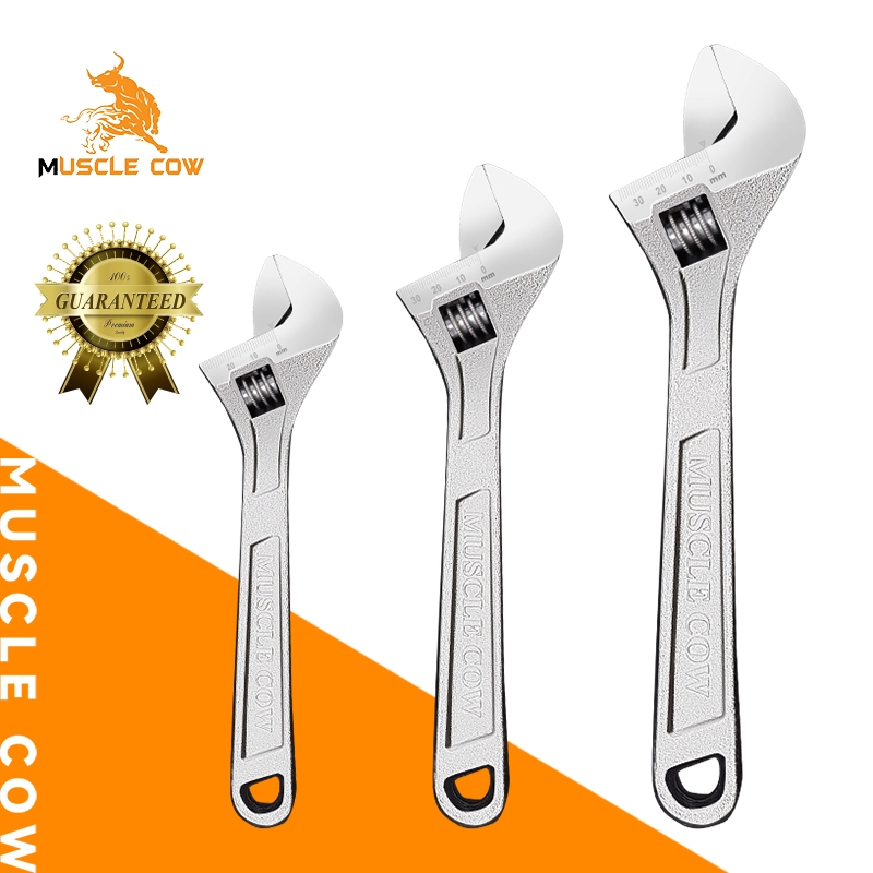 MUSCLE COW ประแจเลื่อน กุญแจเลื่อน ประแจปากเลื่อน ประแจ แหวนข้าง ประแจแหวนข้าง ปากตาย 8/10/12 นิ้ว ผลิตจากเหล็กเกรด