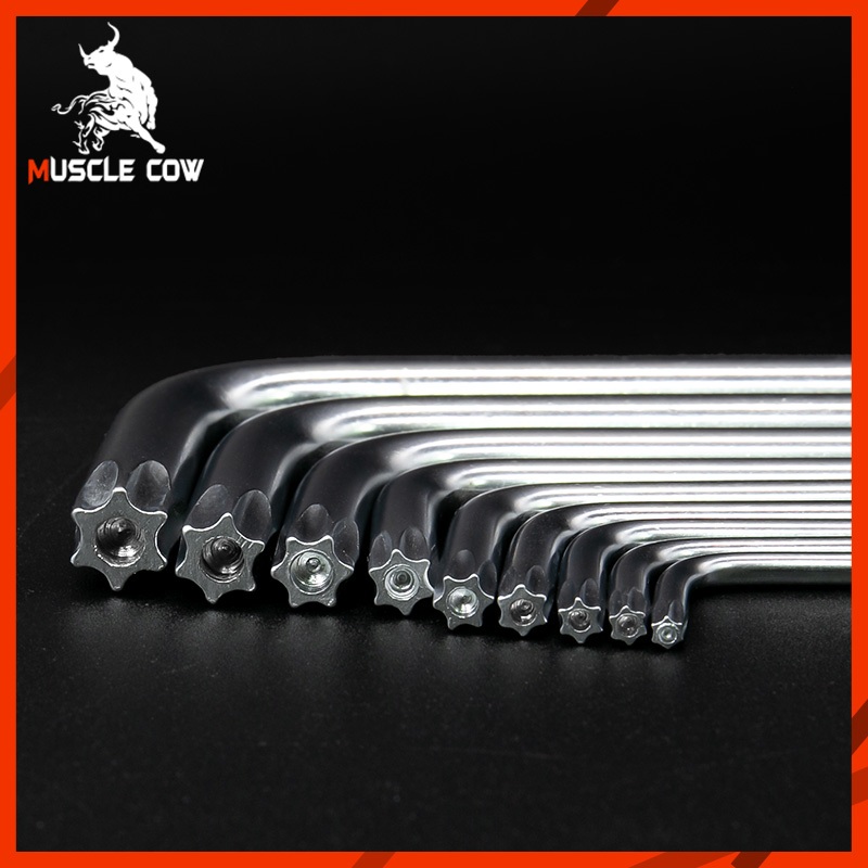 MUSCLE COW กุญแจหกเหลี่ยม 9 ชิ้น เหล็กเกรด CR-V แท้ 100% หัวบอล หัวตรง หัวดาว(มีรู) ชุดตัวแอล ประแจแอล ประแจ หกเหลี่ยม ราคา ถูกที่สุด ดีลบีเคเค แกลเลอรีภาพที่ 6