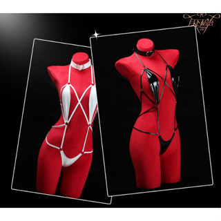 👗พร้อมส่ง จากไทย👙 ชุดหนังสาว  บอดี้สูทเซ็กซี่ #133