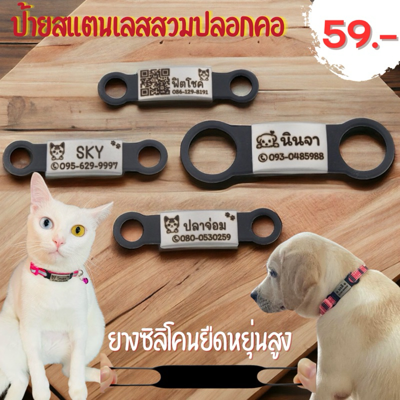 ป้ายชื่อแมว สแตนเลสสวมปลอกคอ ป้ายชื่อสุนัข ป้ายชื่อสัตว์เลี้ยง