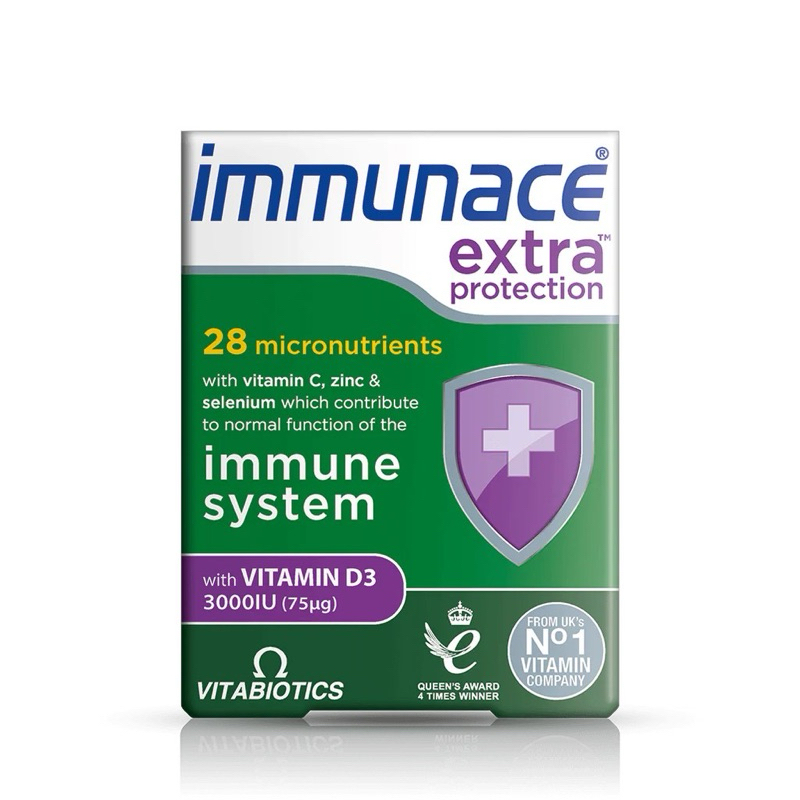 💯ของแท้💯 วิตามินเสริมภูมิคุ้มกันของร่างกายสูตรเข้มข้น Vitabiotics Immunace Extra Protection