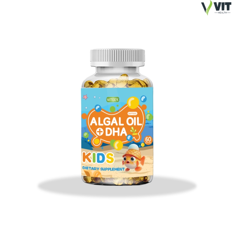 (60 แคปซูล) VITEEY DHA สำหรับเด็ก Algal Oil DHA น้ำมันปลาแคปซูลอ่อน บำรุงสมอง เสริมความจำ เพิ่มสมาธิ Soft Capsules