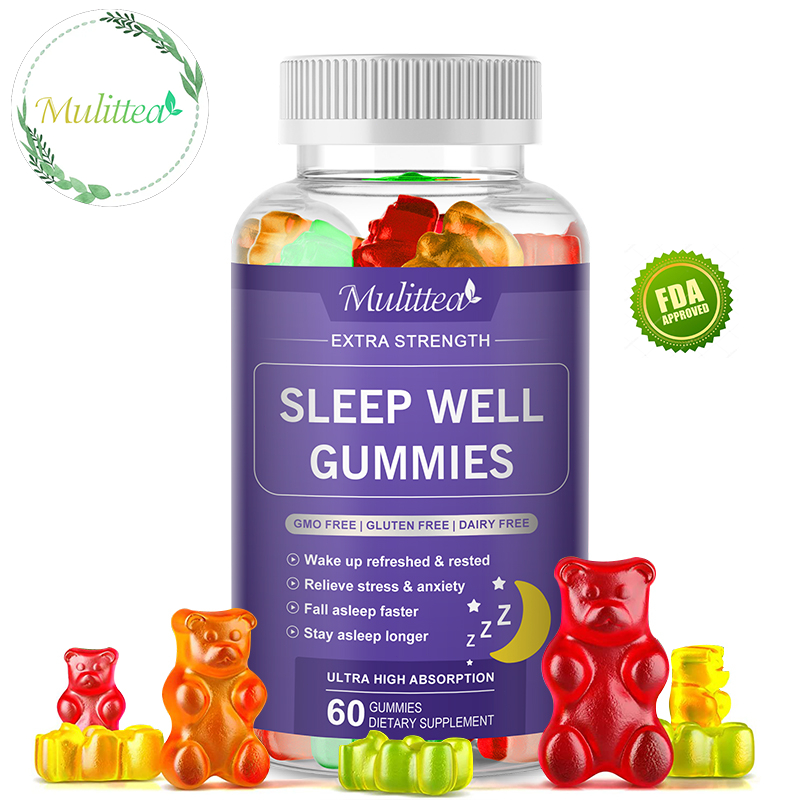 Mulittea sleep well สลีป เวล กัมมี่ ช่วยให้นอนหลับสบาย ช่วยลดความเครียด ผ่อนคลายอารมณ์ 60 ชิ้น