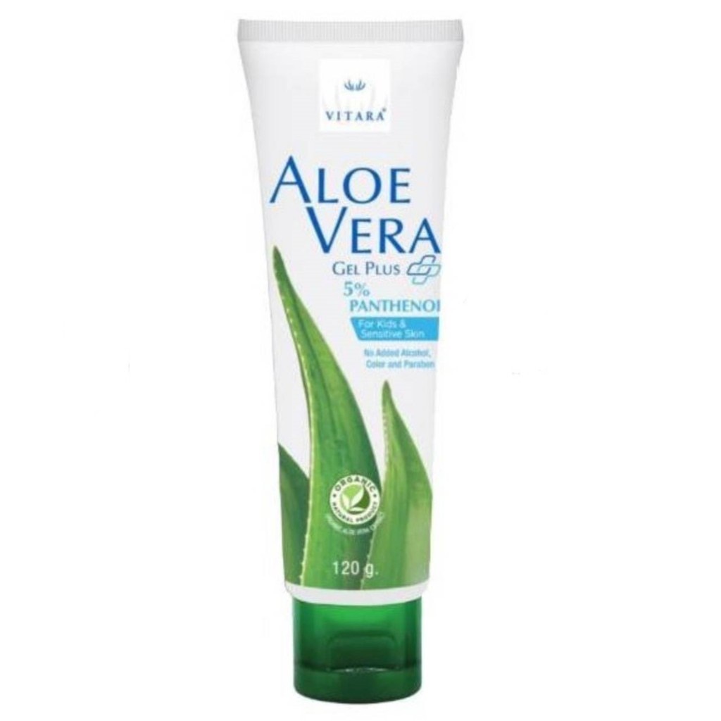 VITARA  ALOE VERA GEL PLUS 5% PANTHENOL เจลว่านหางจระเข้ผสมแพนทีนอล 120 กรัม/หลอด