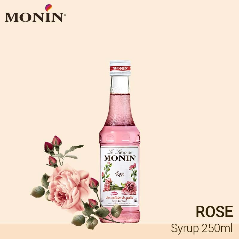 🌟พร้อมส่ง🌟Monin Rose Syrup 250 ml 1 bottle โมนิน กุหลาบ ไซรัป 250 มล. 1 ขวด