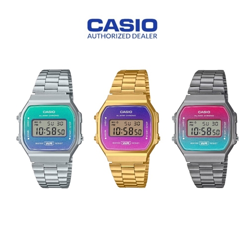 CASIO นาฬิกาข้อมือ สายสแตนเลส รุ่น A168WER, A168WERB, A168WERG, A168WER-2A, A168WERB-2A ,A168WERG-2A