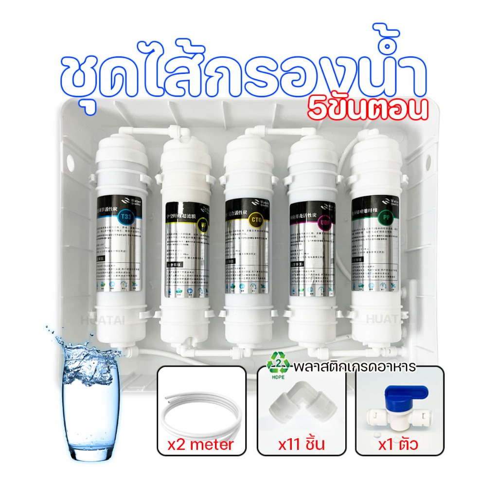 ชุดไส้กรองแคปซมารตฐาน ไส้กรอง แคปซูล 5 ชิ้น Inline (PP / Carbon GAC/ UDF /Post carbon) ข้อต่อ ท่อน้ำ water pure