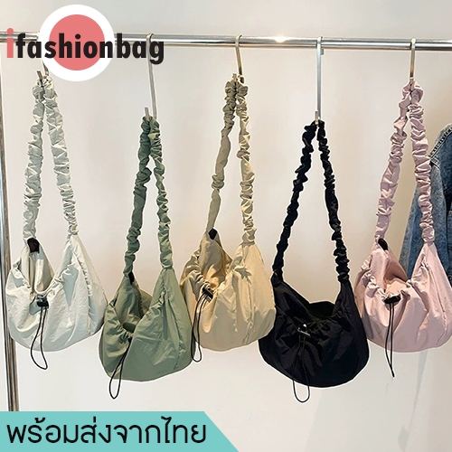 (มีส่งด่วน)ifashionbag(IF2181) กระเป๋าผ้าสะพายไหล่ผ้าไนล่อนลายยู๋ยี่ ด้านหน้ามี1ช่องใส่ของ