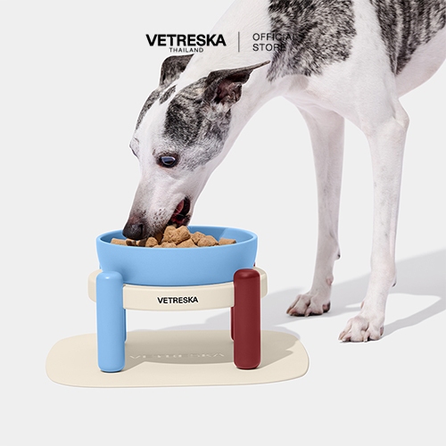 [สินค้าพร้อมส่ง] VETRESKA  ชามอาหารสุนัข แมว Mist and Merlot Pet Bowl & Mat Set [VPMIST]