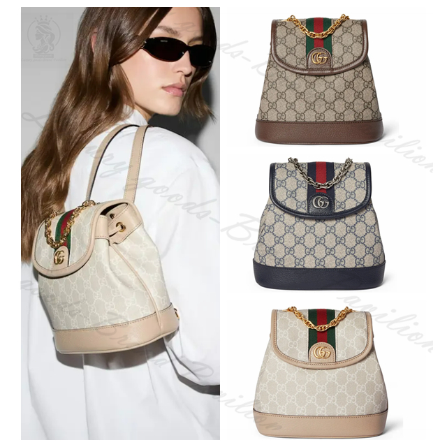 👜Gucci, classic, Ophidia series, mini, กระเป๋าเป้, กระเป๋าสะพายไหล่ ของแท้💯
