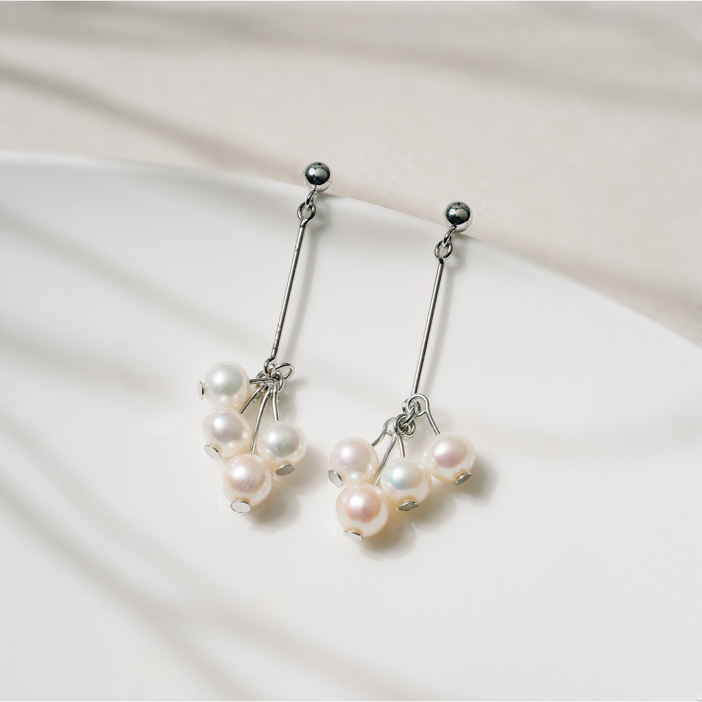 Ar-Kang Collection AKE783/AKE784/AKE785 ต่างหูเงินแท้ White Pearl (เงินแท้92.5%)