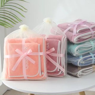 เซ็ตผ้าเช็ดตัว  ผ้าเช็ดตัว+ผ้าเช็ดผม Good luck ขนาด70*135 Cm…