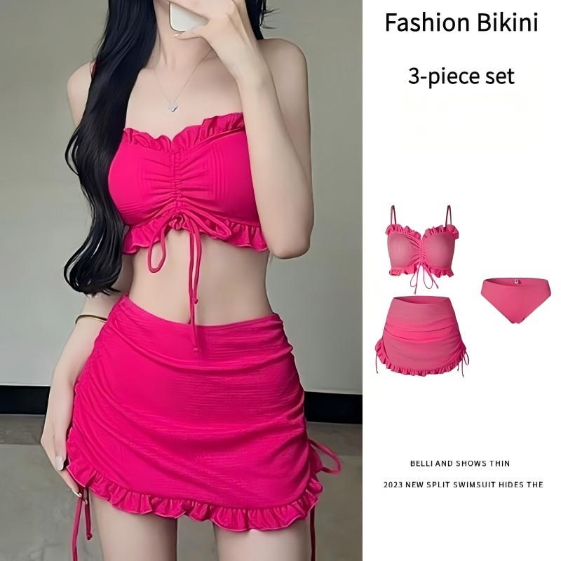 Swift Bra Sexy bikini บิกินี่แยกขั้นสูง ชุดบิกินี่ 3 ชิ้น บิกินี่+กระโปรง ผ้าดี ไม่มีโครง มีฟองน้ำ