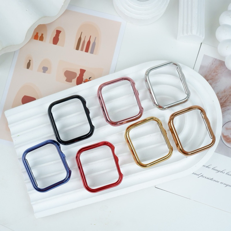 เคสขอบครอบ สีเงา งานนี้ตัวเคสไม่คลุมจอ มีขนาด40/41/44/45mm