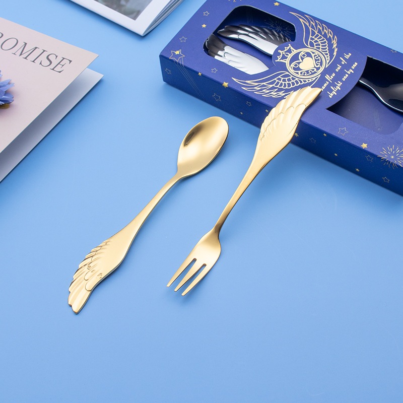 ShopAt.Two[ST-3043] ช้อนส้อมขนม ลายปีก ช้อนกาแฟสแตนเลส 304 - รูปที่ 2