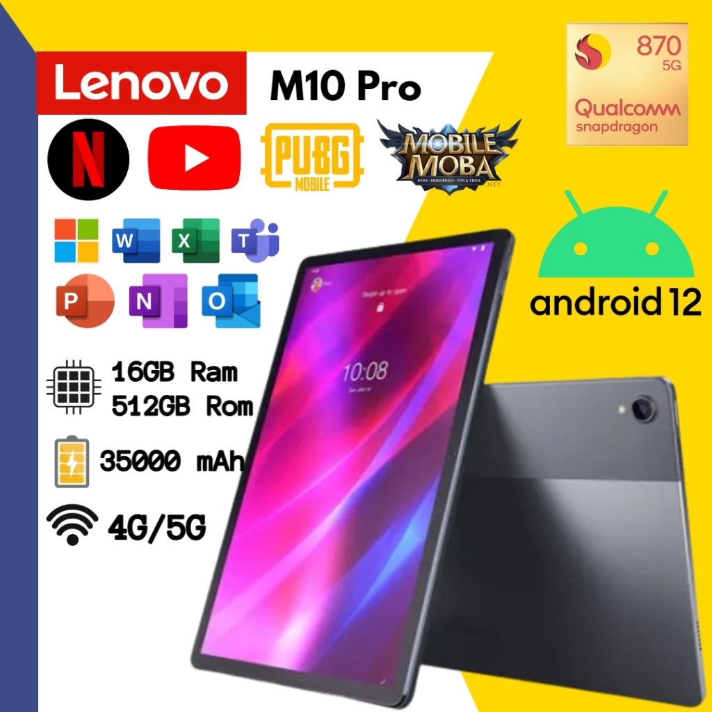 M10 PRO Lenovo Tab 2024 [16GB RAM + 512GB ROM] แท็บเล็ต Android อัจฉริยะขนาด 12 นิ้ว