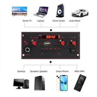 20W Amplifier DC 5V Bluetooth Decoder Board 6.5mm Microphone FM Radio TF USB Car Audio Music Player Speakers Volume Cont