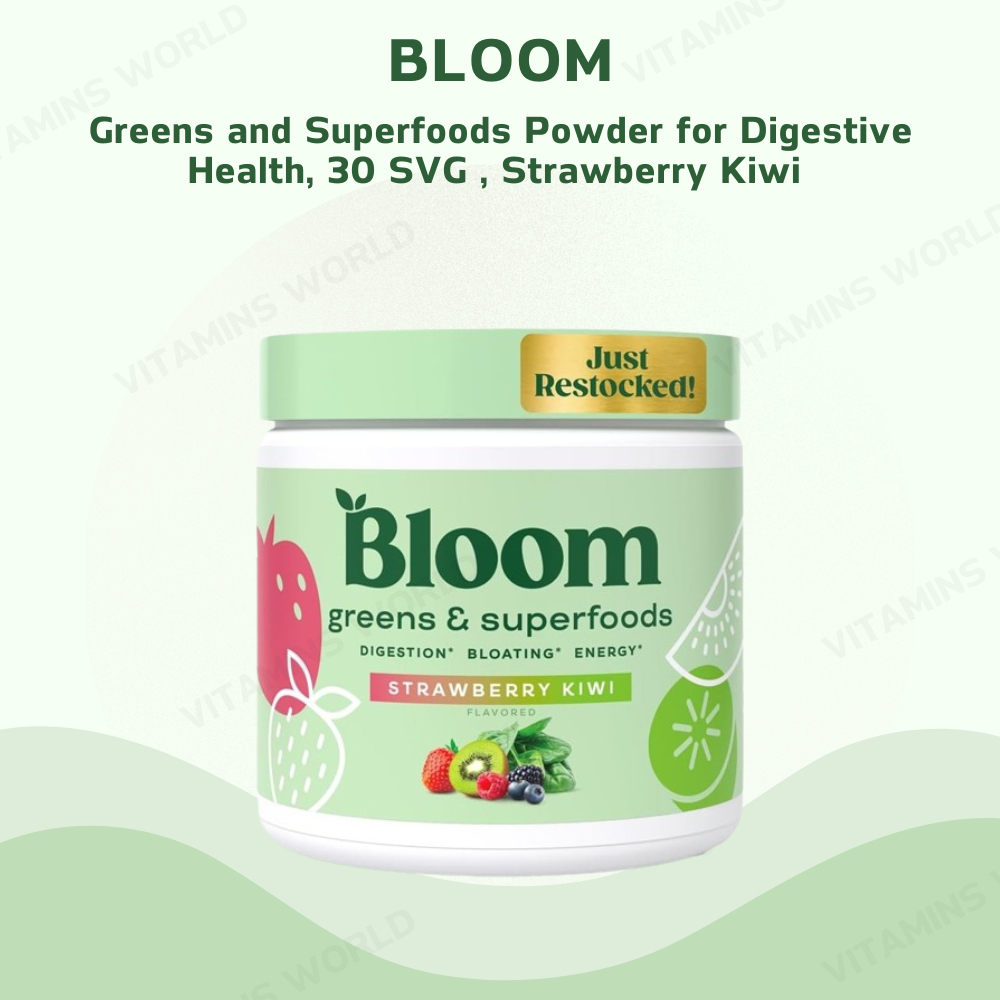 Bloom Nutrition Greens and Superfoods Powder for Digestive Health, 30 SVG, Strawberry Kiwi (V.3514)