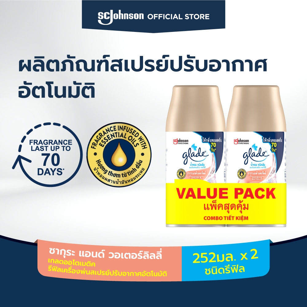 เกลด ออโตเมติค สเปรย์ รีฟิล แพ็คคู่ กลิ่นซากุระ 252ก. Glade Automatic Spray Sakura Refill 252g Twin 